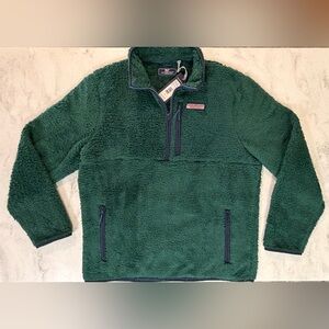 NWT Vineyard Vines High Pile Fleece 1/4 Zip Jacket Charleston Green Size Large